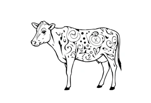 black and white patterned jersey cow tattoo idea