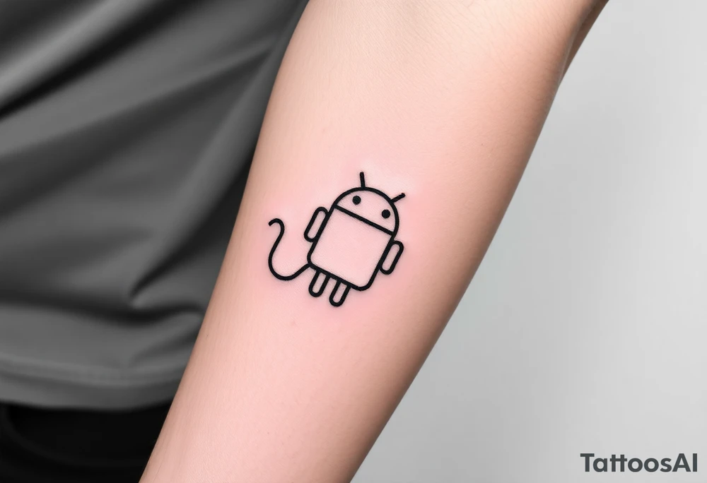 Andorinha carregando o simbolo de uma maça, android carregando um simbolo de kotlin linguagem de programação tattoo idea