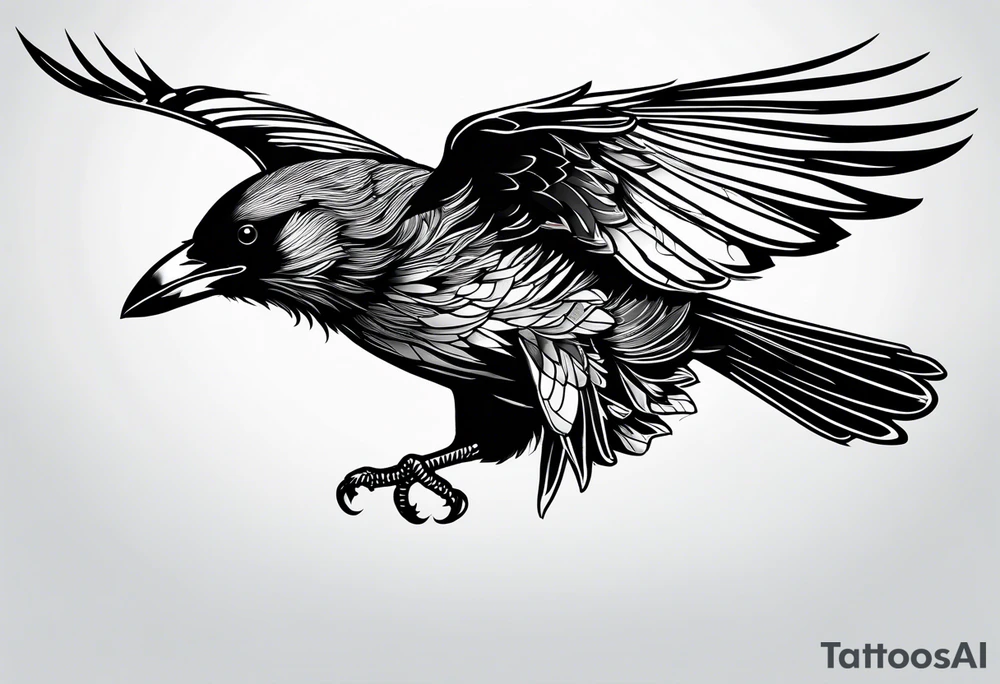 outlines of a flying crow, without bows, no contours tattoo idea