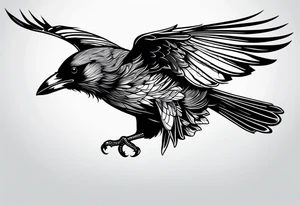 outlines of a flying crow, without bows, no contours tattoo idea