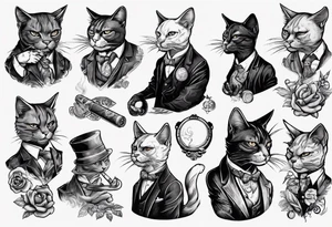 A cat smoking a cigar tattoo idea