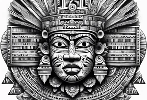 Aztec inspired incorporate factual items found in Teotihuacan tattoo idea