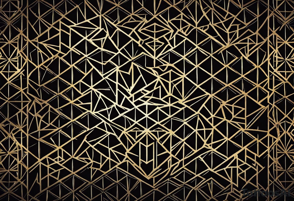 Central Element (Inspired by Dragon Age: Inquisition): A geometric, sharp-edged sigil with elements of symmetry. This can resemble a radiant, angular mark with organic, flame-like or lightning-style details emerging from the center. It will symbolize power and leadership, inspired by the Inquisitor's Mark.

Top Element (Inspired by the Triforce): Instead of the classic three triangles, we can use a pattern of interlocking triangles or diamond shapes, with a glowing effect or radiant lines around them to represent wisdom, power, and courage. The pattern can hover above the central sigil, almost like a sacred emblem.

Side Elements (Inspired by the UNSC Wings from Halo): Sleek, abstract wings or feathers will extend outward from the sides of the central sigil, flowing elegantly. These can be sharp and modern, with a mechanical, futuristic look to symbolize the strength and unity of the UNSC.

Design Flow: The energy radiating from the top symbol (the interlocking triangles) connects to the central sigil, blending the elements together. The wings on the sides give it an expansive, balanced appearance, tying the futuristic with the mythic. tattoo idea