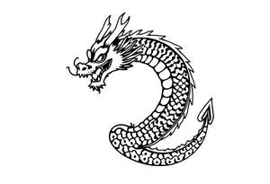 Japanese dragon eating its own tail like an ouroboros tattoo idea