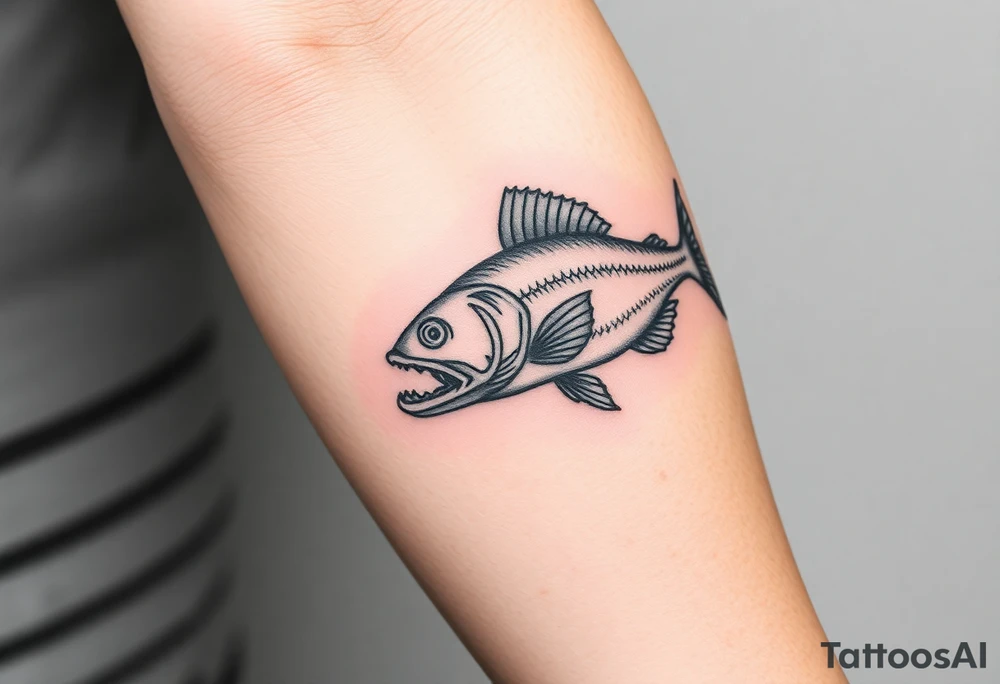 Fish swallowing tattoo idea