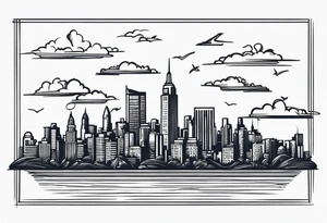 NYC skyline surrounded by the island of cuba tattoo idea