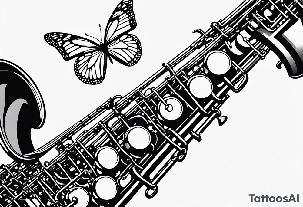 Saxophone, butterfly, rainbow, computer keyboard tattoo idea