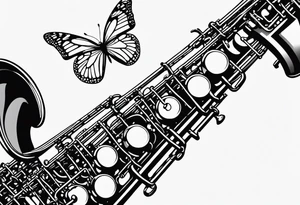 Saxophone, butterfly, rainbow, computer keyboard tattoo idea
