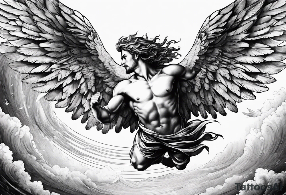 icarus  falling into a rainbow tattoo idea