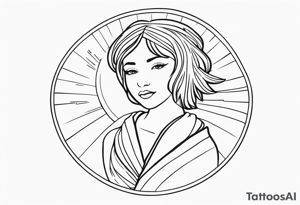 Tiny girl body under sun tattoo idea