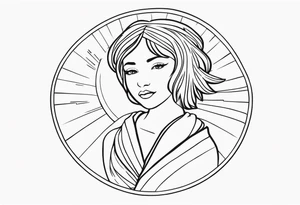 Tiny girl body under sun tattoo idea