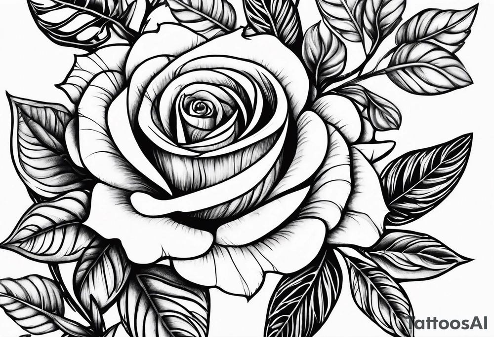 Metallic vines and rose tessellation tattoo idea