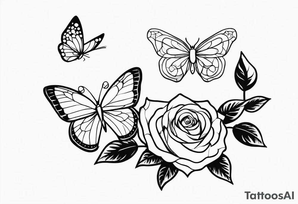 Butterflies and roses tattoo idea