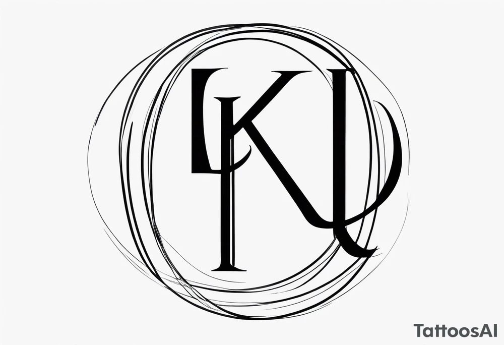 Clean, thin lines forming a monogram. The "K" and the nomber "3" tattoo idea