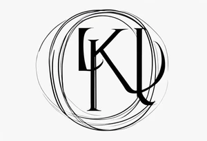 Clean, thin lines forming a monogram. The "K" and the nomber "3" tattoo idea