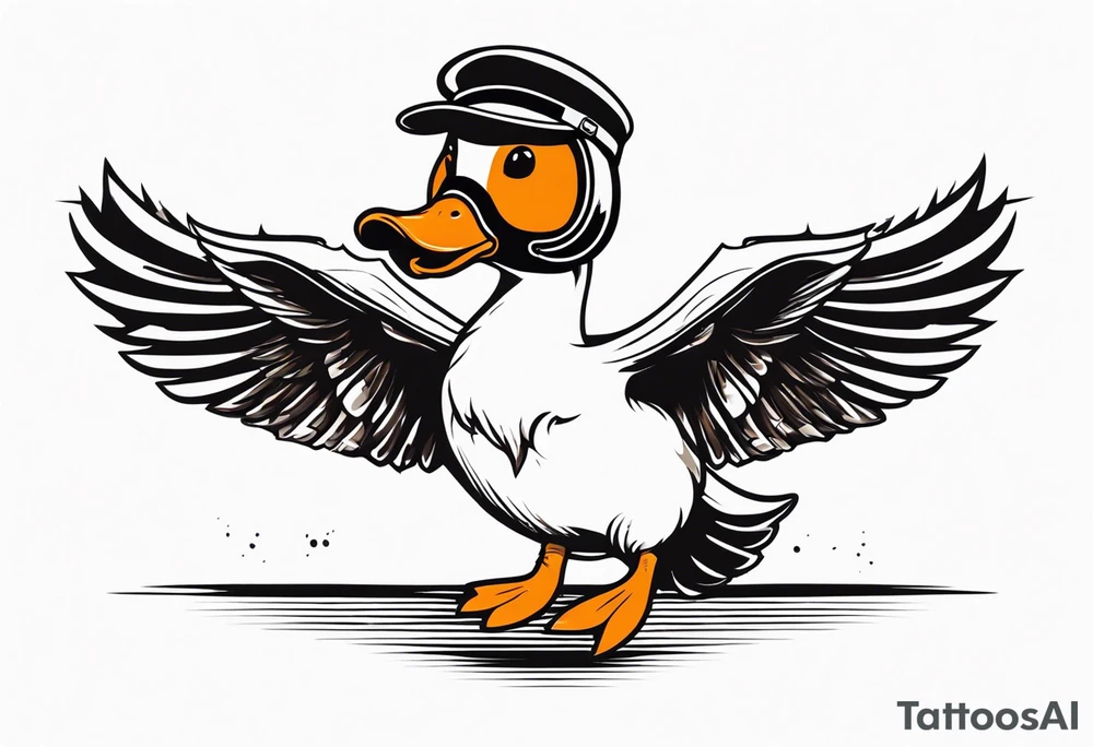 A silly goose dressed as an aviator tattoo idea