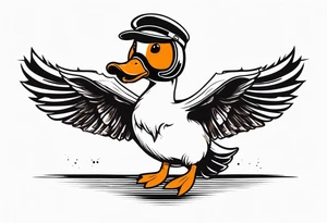 A silly goose dressed as an aviator tattoo idea