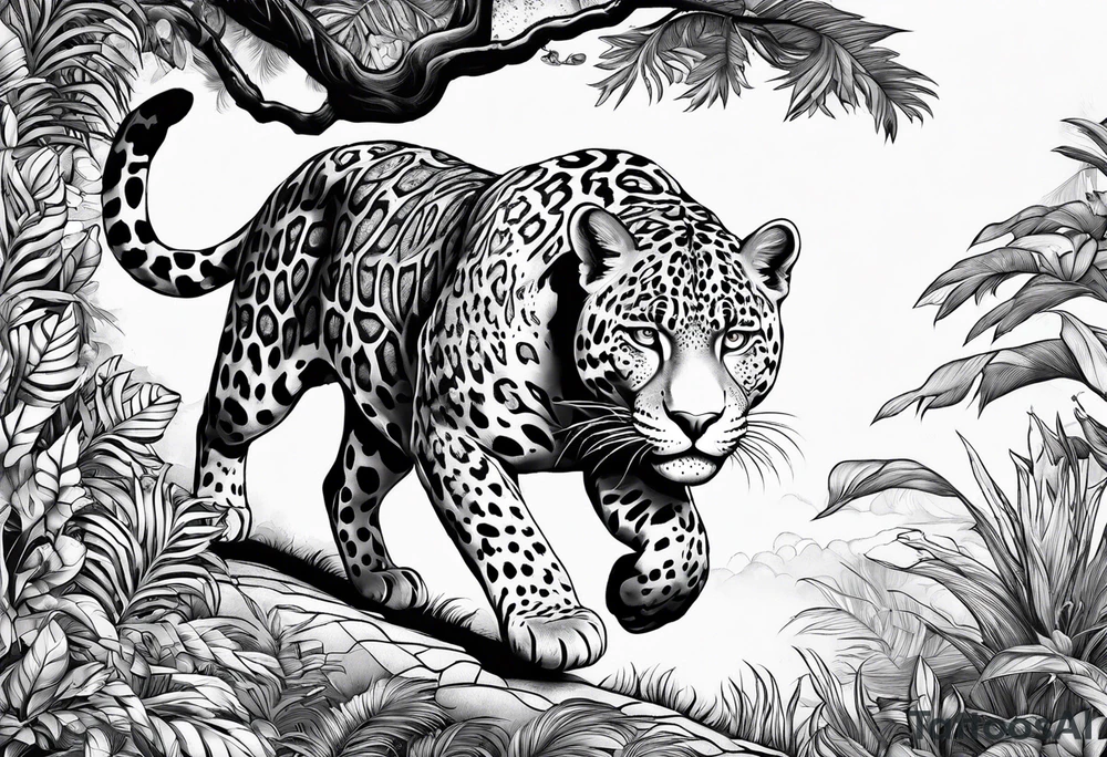 Jaguar running tattoo idea