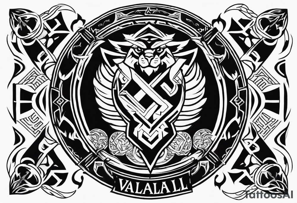 Valhalla sword shield axe Valknut dragon lion tattoo idea Valhalla sword shield axe Valknut dragon lion tattoo idea