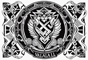 Valhalla  sword shield axe Valknut  dragon lion tattoo idea