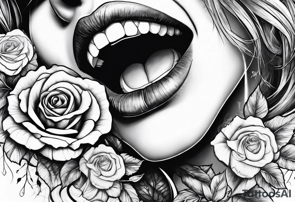 Bondage rose in mouth tattoo idea