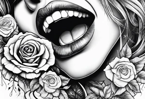 Bondage rose in mouth tattoo idea