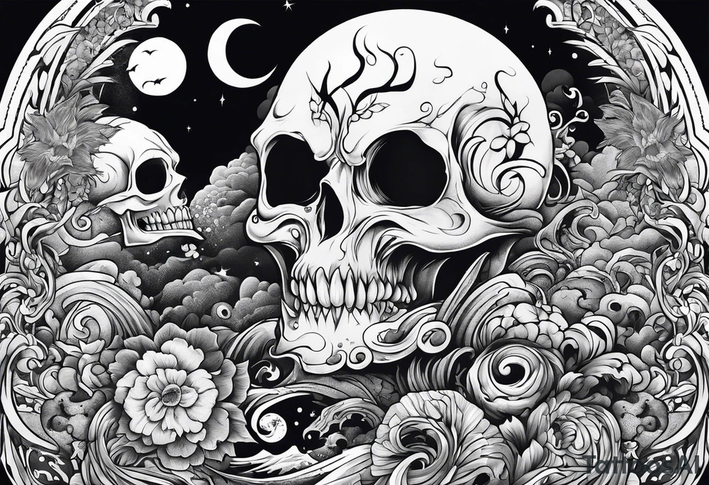 Beautiful Eldridge horror creature thigh tattoo tattoo idea