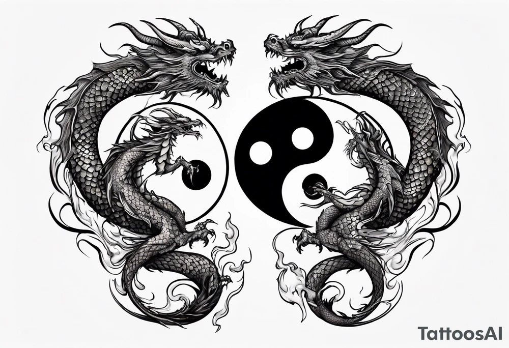 two dragons swirling to make a yin yang tattoo idea
