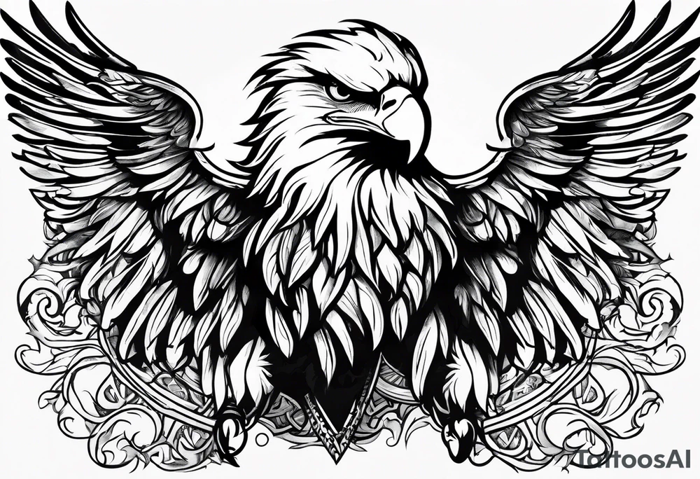 tattoo featuring an eagle, aggressive, possibly incorporate Irish imagery tattoo idea