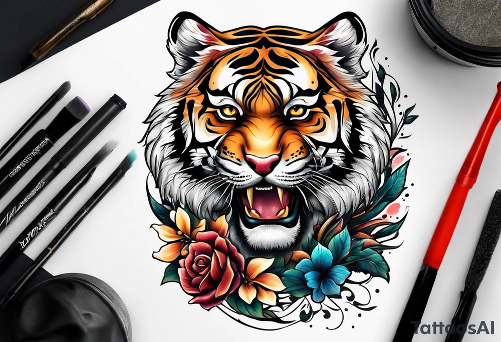 tiger staring ahead tattoo idea