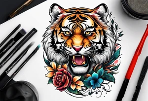 tiger staring ahead tattoo idea