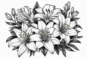 Lily & aster birth flower with stem tattoo idea