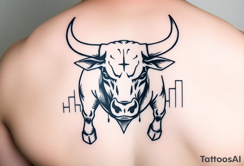 Wall Street bull with stock market tattoo idea