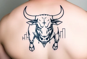 Wall Street bull with stock market tattoo idea