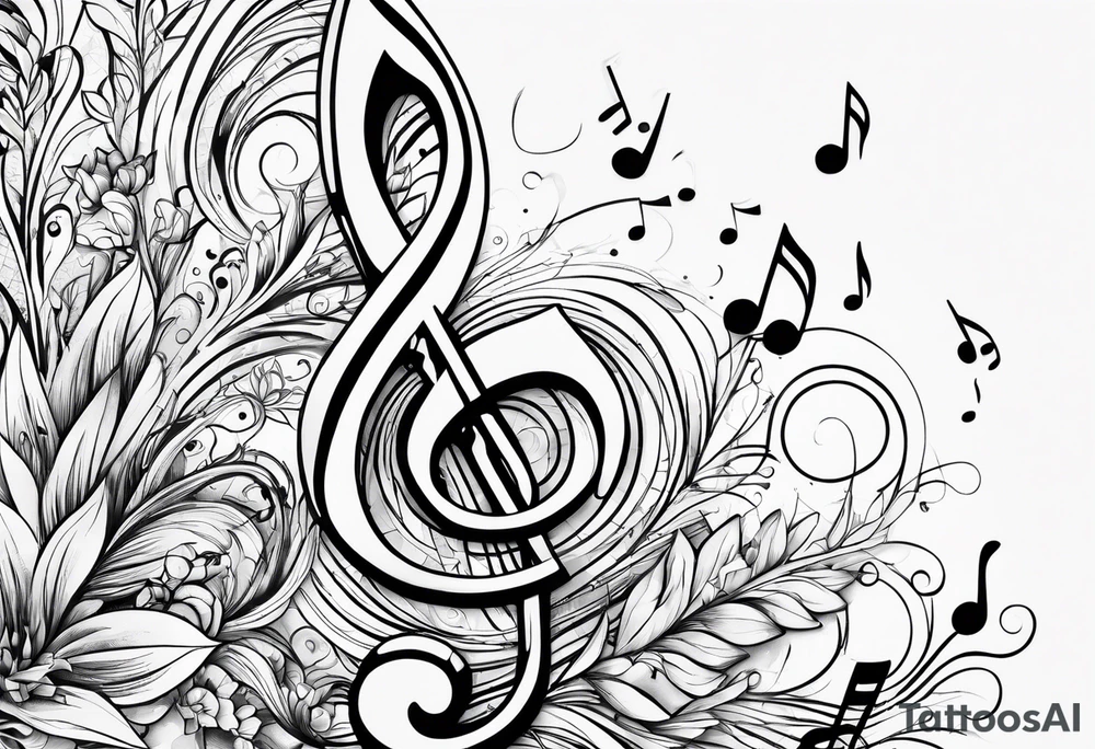 A music note in nature tattoo idea