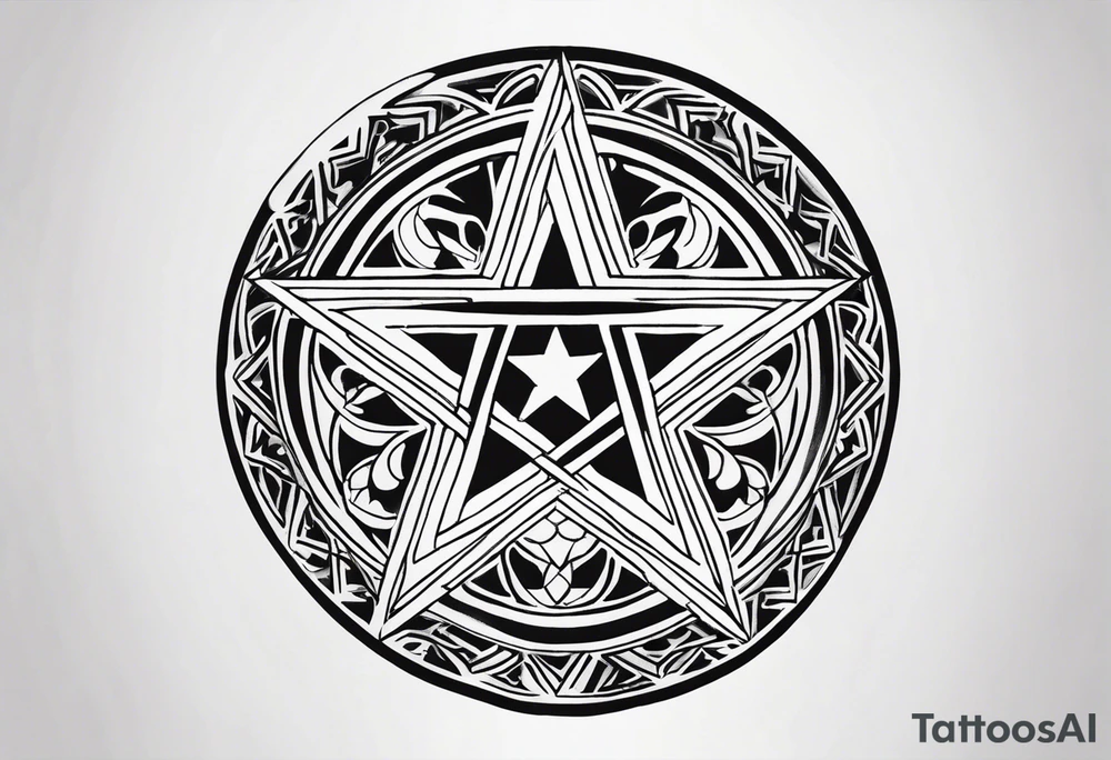 Pentagram moon stencil tattoo idea