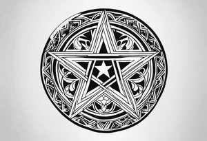 Pentagram moon stencil tattoo idea
