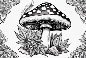 shroom and marijuana tattoo tattoo idea