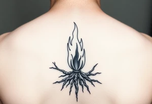 a flame imprisoned in roots tattoo idea