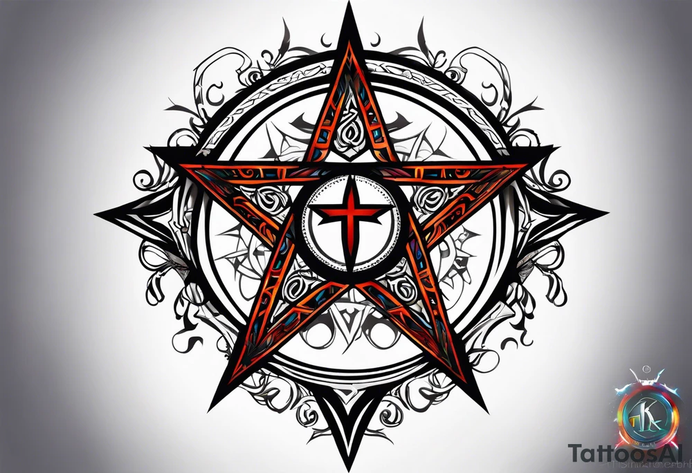 pentagram upsidedown cross tattoo idea