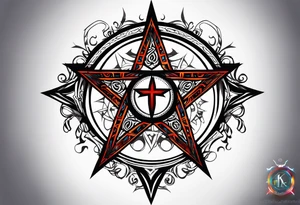 pentagram upsidedown cross tattoo idea