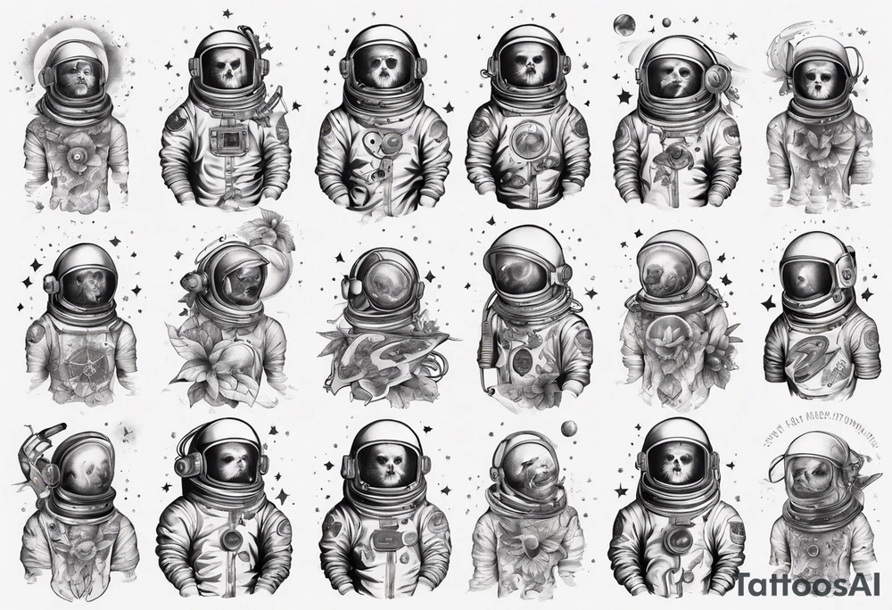 An astronaut with tattoos tattoo idea