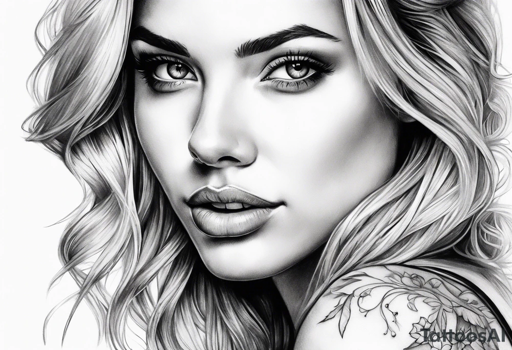 Young pretty blond woman tattoo idea