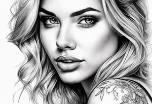 Young pretty blond woman tattoo idea