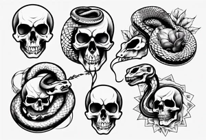 snake with skull tattoo idea