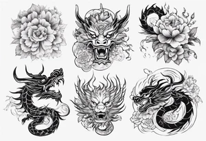 chinese drargon with flowers tattoo idea