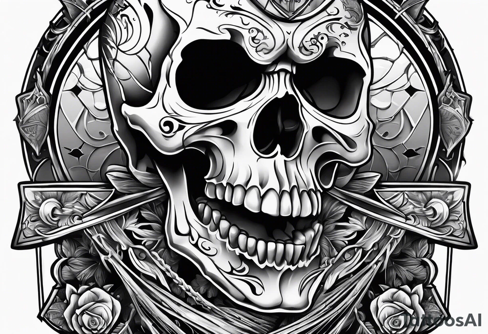 skeleton of a hockey player tattoo idea
