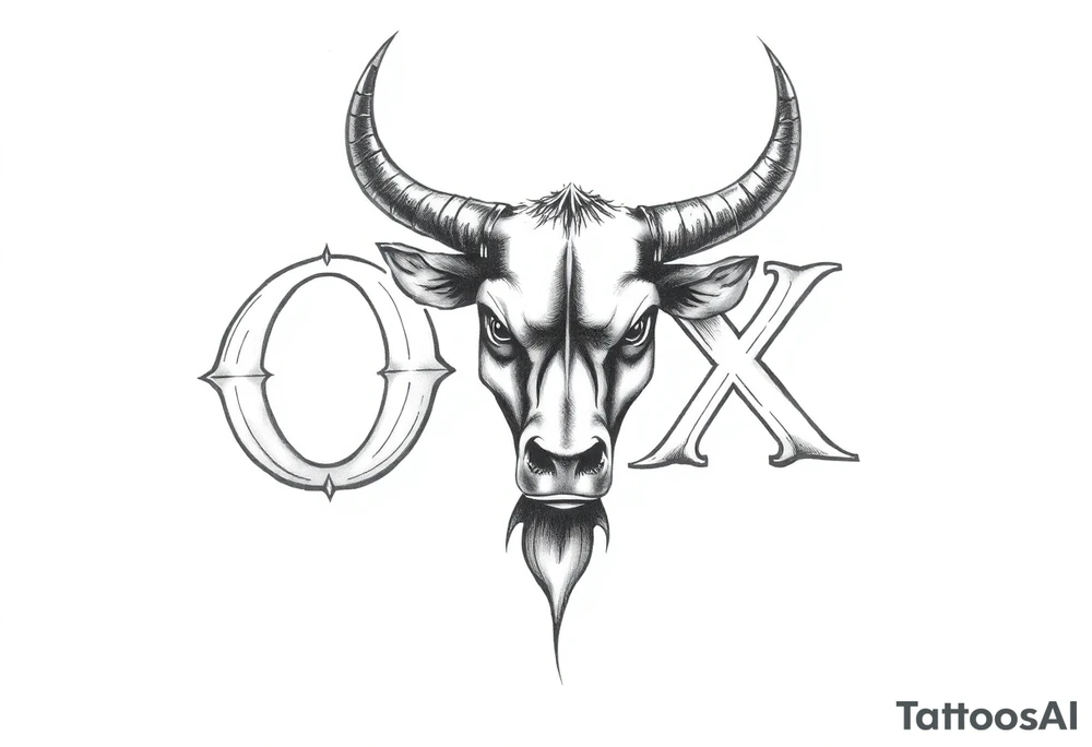 the word ox in bold letters tattoo idea