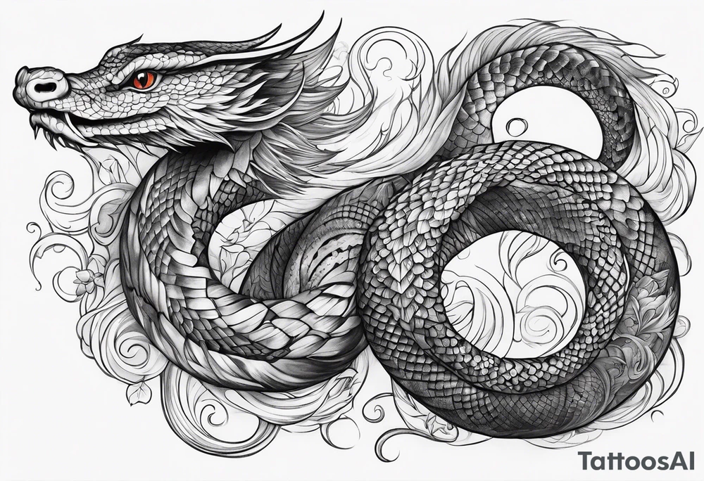 flowing serpent tail tattoo idea