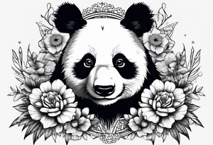 Punk Panda with flowers tattoo idea